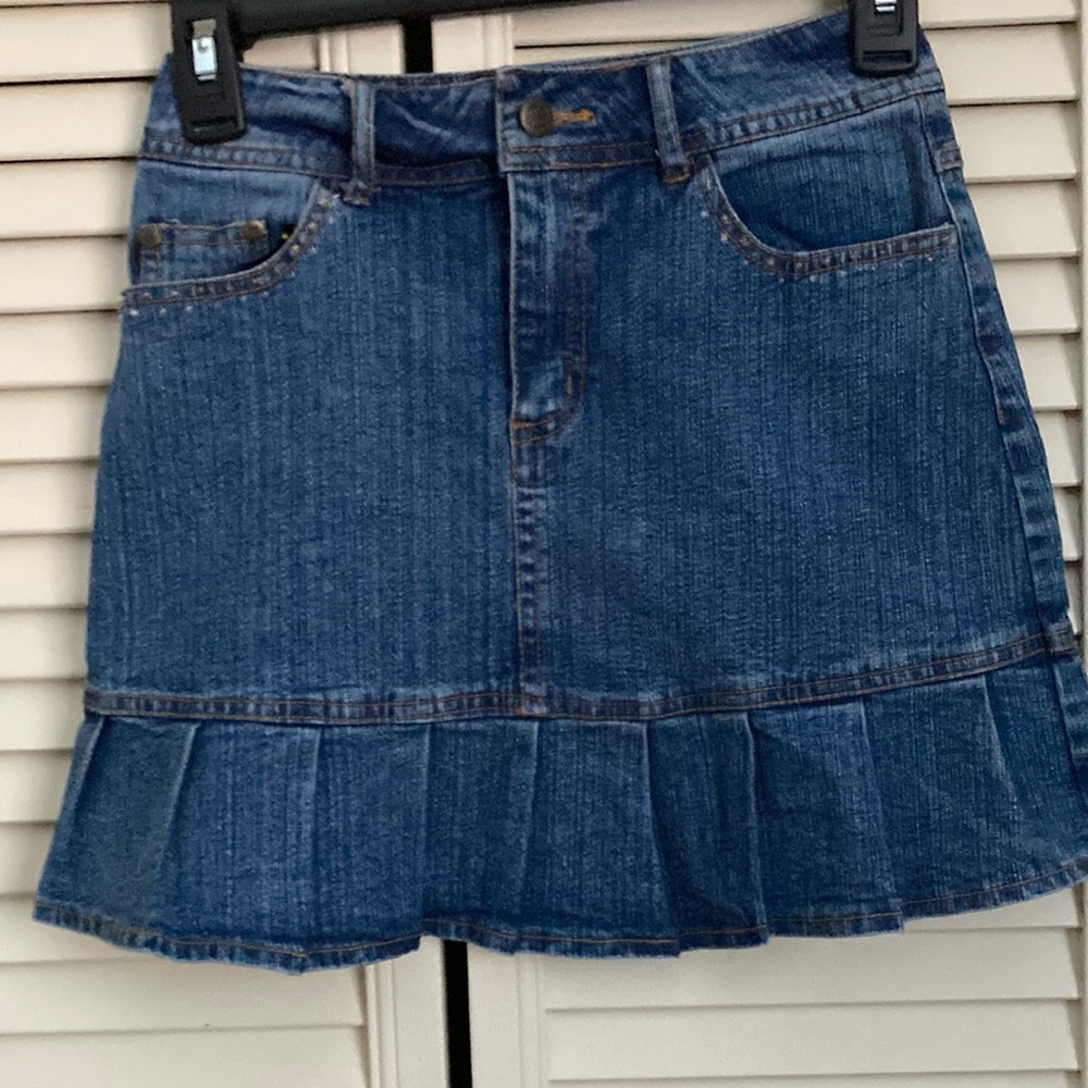 2B Real Stretch Denim Skirt With Pleats Girl 10/12